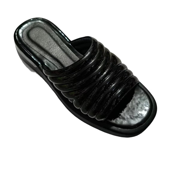 ShiShine Womens Open Toe Slide Sandals Pleated Elastic Strap Non-Slip Casual Summer Sandals
