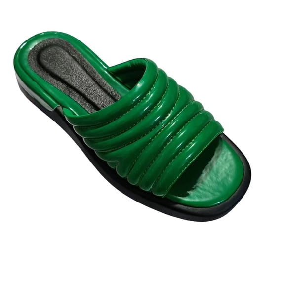 ShiShine Womens Open Toe Slide Sandals Pleated Elastic Strap Non-Slip Casual Summer Sandals