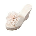 thumbnail image 1 of ShiShine Womens Open Toe Wedge Slide Sandals Lace Flower Linen Platform Non-Slip Casual Summer Fashion Sandals, 1 of 9