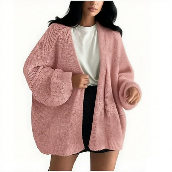 ShiShine Womens Oversized Cardigan Sweaters 2025 Fall Long Lantern Sleeve Knit Open Front Lightweight Sweater