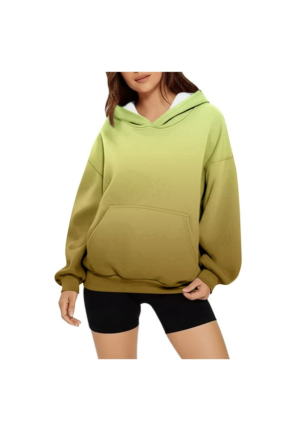 Womens Oversized Hoodies Gradient Sweatshirts Fall Fashion Pullover Sweaters Winter Clothes with Pocket