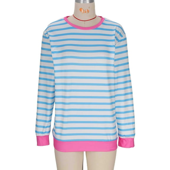 ShiShine Womens Oversized Striped Sweatshirt Crewneck Long Sleeve Pullover Top Casual Fall Clothes 2025 Workout Shirt