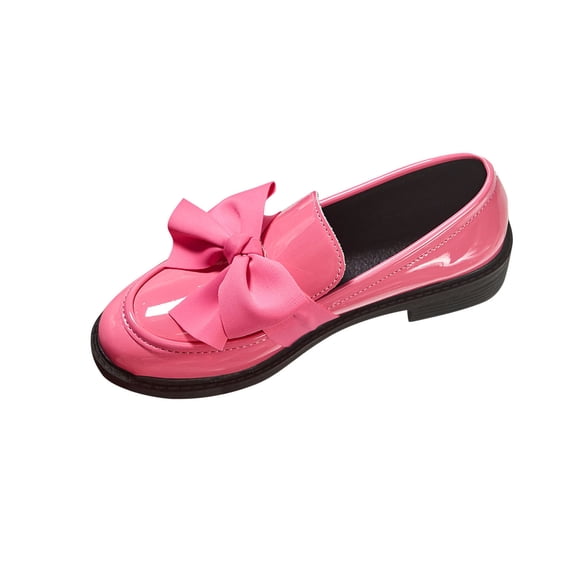 ShiShine Womens Patent Bow Detail Loafers Slip On Casual Comfortable Flat Shoes Classic Preppy Style Fashion Footwear