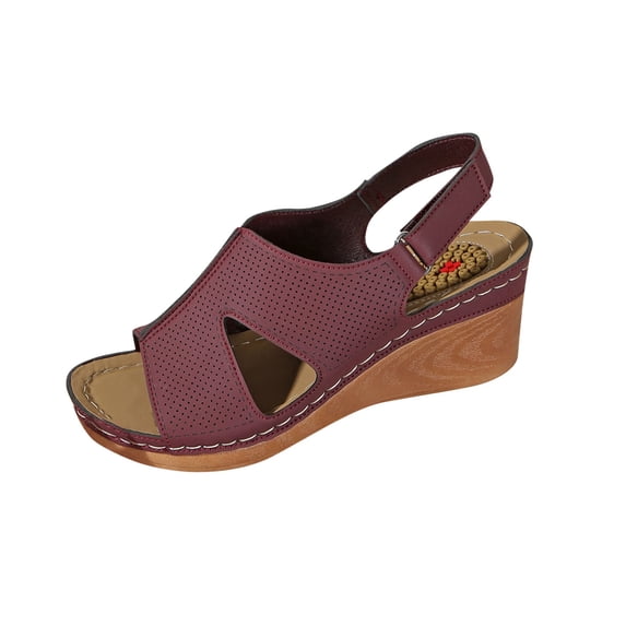 ShiShine Womens Perforated Cut Out Slingback Wedge Sandals Comfort Padded Insole Casual Summer Shoes