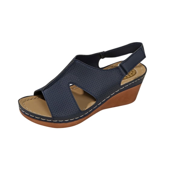 ShiShine Womens Perforated Cut Out Slingback Wedge Sandals Comfort Padded Insole Casual Summer Shoes