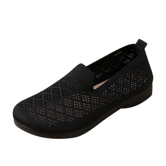 ShiShine Womens Perforated Knit Slip On Loafers Cushioned Footbed Low Profile Flexible Sole Shoes
