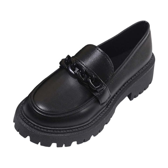 ShiShine Womens Platform Loafers Slip On Chunky Sole Shoes With Chain Decoration