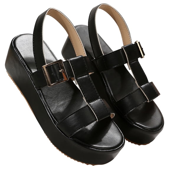 ShiShine Womens Platform Wedge Sandals Adjustable Buckle Strap Open Toe Sandals Dressy Comfortable Thick Sole Fashion Sandals