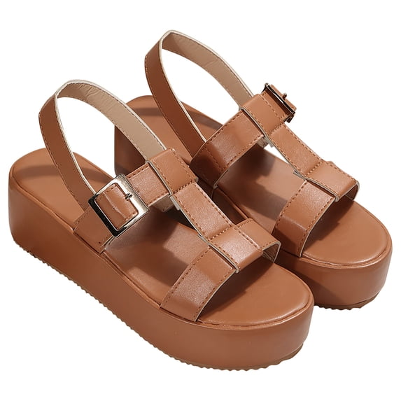 ShiShine Womens Platform Wedge Sandals Adjustable Buckle Strap Open Toe Sandals Dressy Comfortable Thick Sole Fashion Sandals