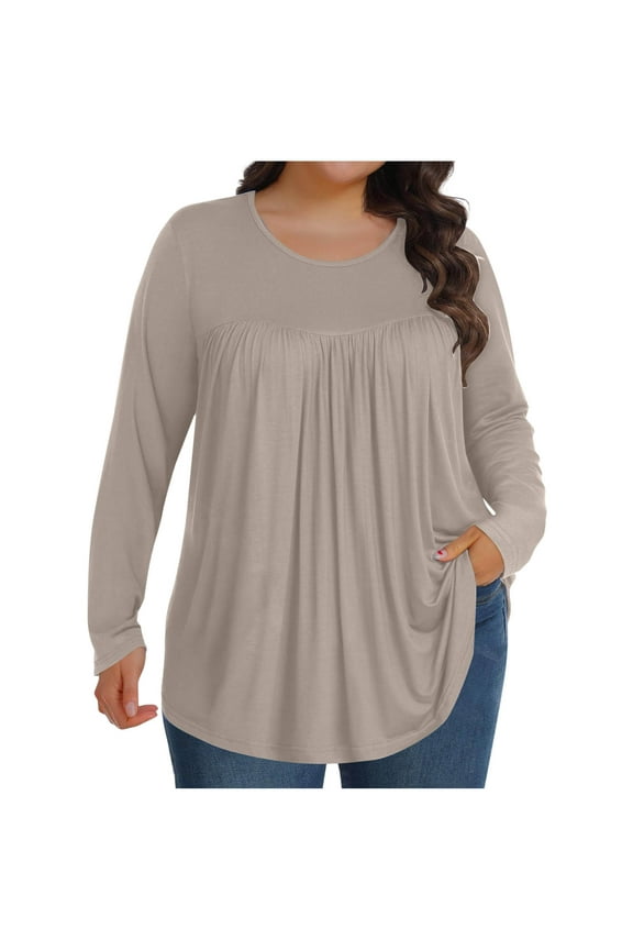 Womens Plus Size Tops Long Sleeve Shirts 2025 Fall Tunic Blouses