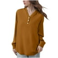 thumbnail image 1 of ShiShine Womens Plus Size V Neck Puff Long Sleeve Button Down Blouses Fall Tops 2025 Dressy Casual T-Shirts, 1 of 5