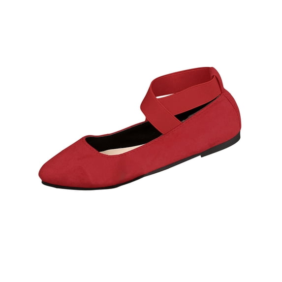 ShiShine Womens Pointed Toe Ankle Strap Ballet Flats Comfort Slip On Casual Everyday Flats
