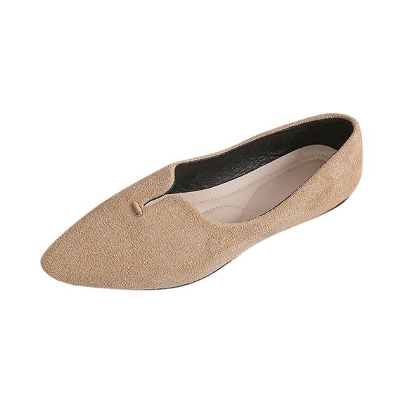 ShiShine Womens Pointed Toe Slip-On Flat Shoes Comfy Solid Flocked Fabric Loafers for Casual Spring Summer Wear