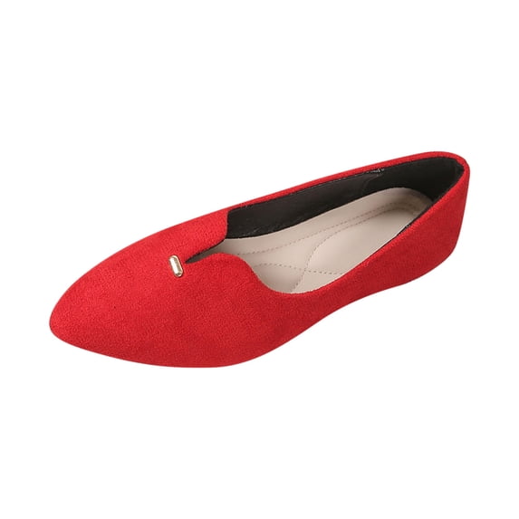 ShiShine Womens Pointed Toe Slip-On Flat Shoes Comfy Solid Flocked Fabric Loafers for Casual Spring Summer Wear