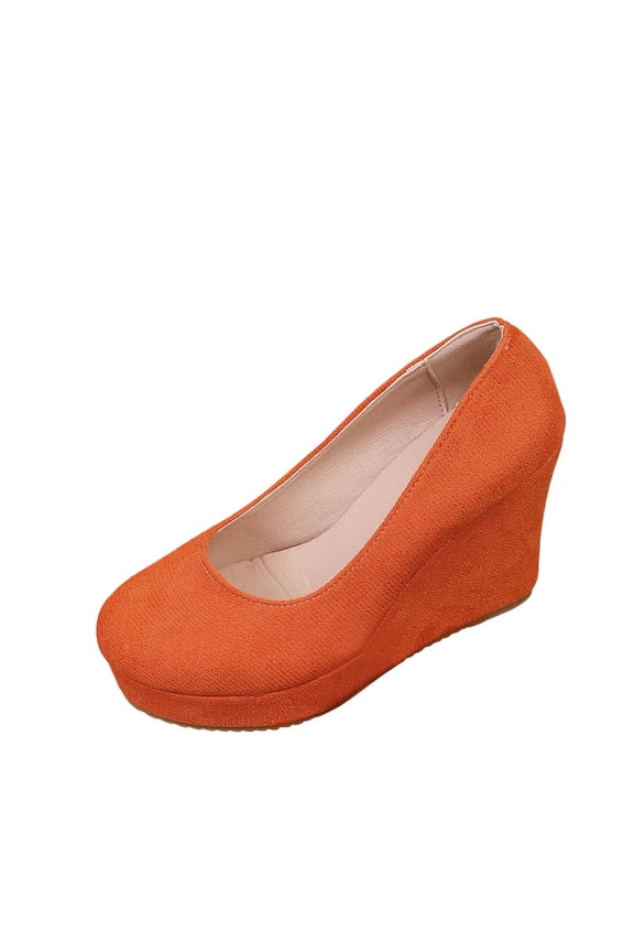 Womens Pumps Platform Wedge Round Toe Slip-on Chunky Block High Heel Dress Shoes Sandals