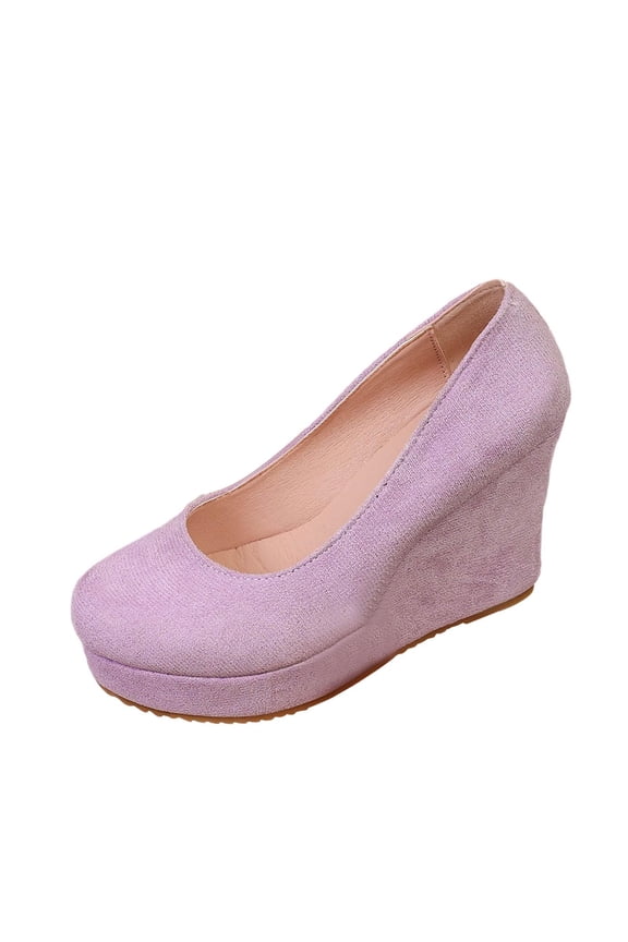 Womens Pumps Platform Wedge Round Toe Slip-on Chunky Block High Heel Dress Shoes Sandals