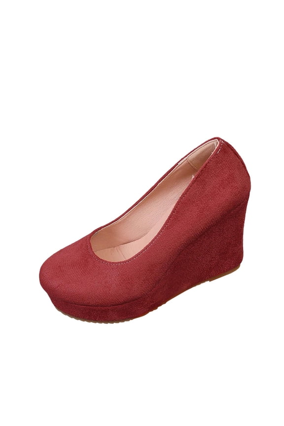 Womens Pumps Platform Wedge Round Toe Slip-on Chunky Block High Heel Dress Shoes Sandals
