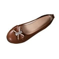 thumbnail image 1 of ShiShine Womens Rhinestone Bow Flats Round Toe Perforated Upper Slip On Soft Supportive Flats, 1 of 4