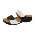 thumbnail image 1 of ShiShine Womens Rhinestone Dual Strap Orthopedic Wedge Slide Sandals Arch Support Cushioned Footbed Casual Shoes, 1 of 9
