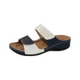 thumbnail image 1 of ShiShine Womens Rhinestone Dual Strap Orthopedic Wedge Slide Sandals Arch Support Cushioned Footbed Casual Shoes, 1 of 9
