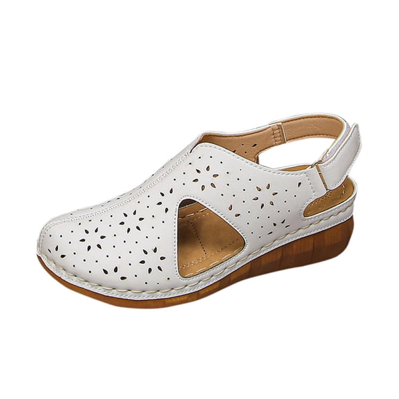 ShiShine Womens Round Toe Cutout Slingback Sandals Perforated Upper Adjustable Strap Soft Sole Casual Sandals