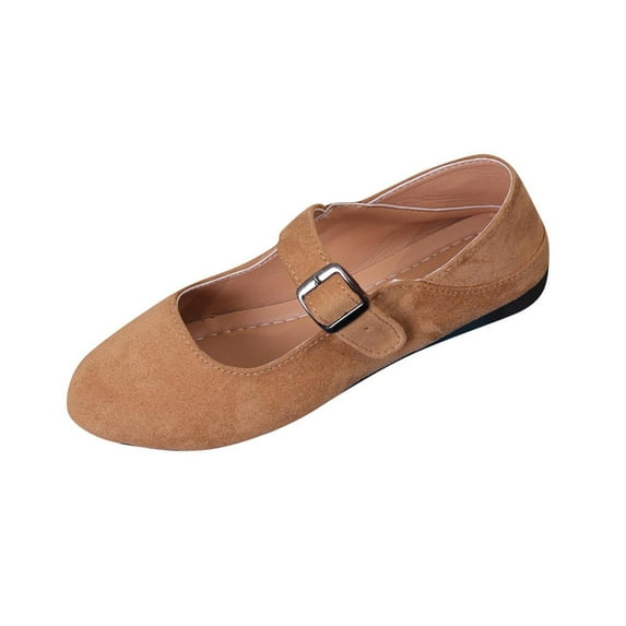 ShiShine Womens Round Toe Mary Jane Flats Adjustable Buckle Strap Comfortable Casual Work Shoes