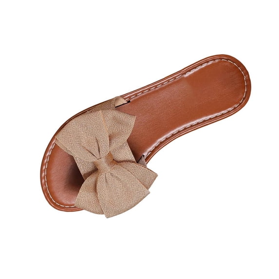 ShiShine Womens Ruffle Bow Slide Sandals Comfortable Flat Slip On Casual Shoes for Summer