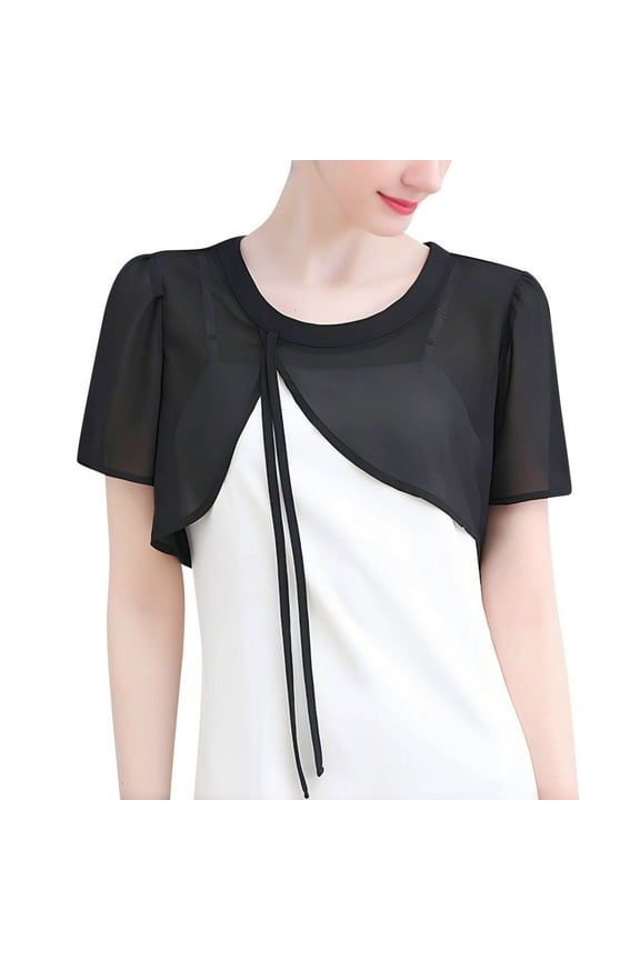 Womens Sheer Blouses Summer Crop Cover UpTops Loose Drawstring Trendy Cape Shirts