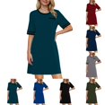 thumbnail image 1 of ShiShine Womens Short Sleeve Nightgown Casual Loose Fit Sleep Dress with Chest Pocket Striped Cuffs Soft Loungewear for Nightwear, 1 of 7