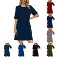 thumbnail image 1 of ShiShine Womens Short Sleeve Nightgown Casual Loose Fit Sleep Dress with Chest Pocket Striped Cuffs Soft Loungewear for Nightwear, 1 of 7