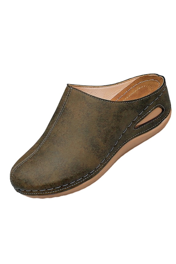Womens Slip-On Clogs with Soft Foam Supportive Lightweight Comfortable Cap Toe Wedge Shoes for All Day Comfort