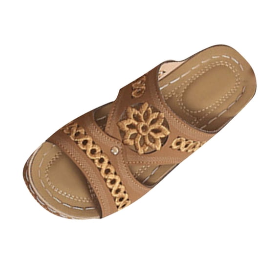 ShiShine Womens Slip On Wedge Sandals Cutout Lace Detail Open Toe Chic Supportive Sandals