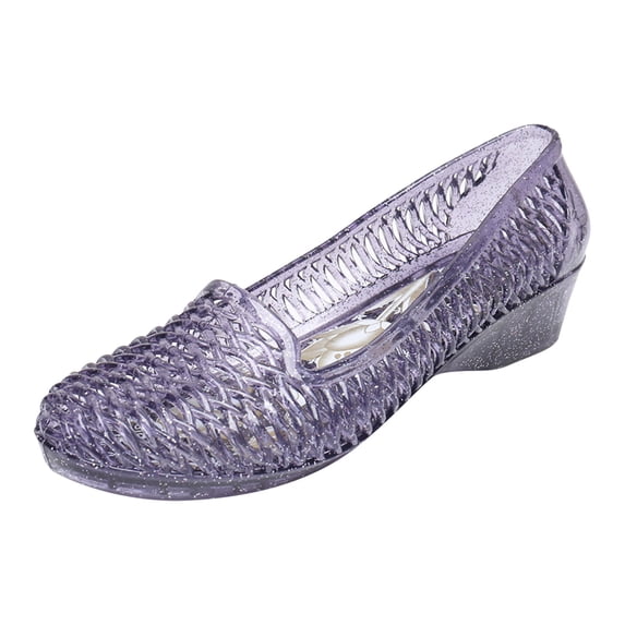 ShiShine Womens Sparkly Jelly Wedges Breathable Breathable Summer Footwear for Travel Beach Walking