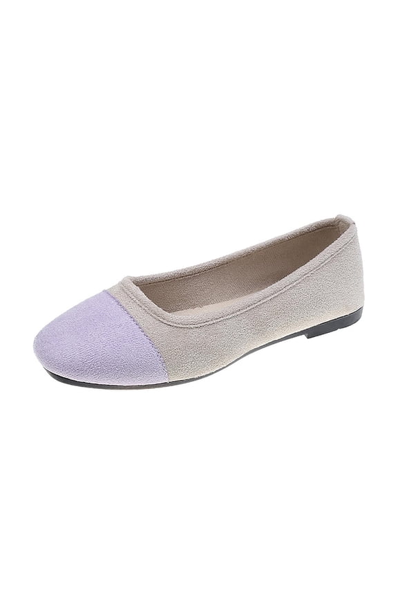 Womens Square Toe Ballet Flats Two Tone Slip On Comfort Casual Dressy Dolly Shoes