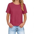 thumbnail image 1 of ShiShine Womens Summer Short Sleeve T-Shirts Casual Loose Fit Tunic Tops Crew Neck Button Tee Shirts, 1 of 9
