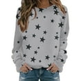 thumbnail image 1 of ShiShine Womens Sweatshirt Crew Neck Star Graphic Pullover Tops 2025 Fall Casual Long sleeve Oversized Sweatshirt, 1 of 4