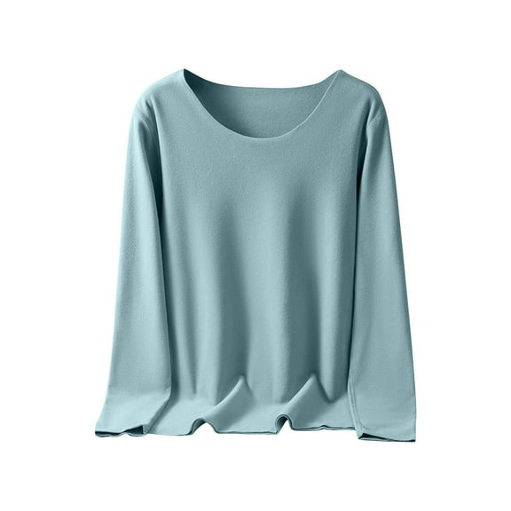 ShiShine Womens Thermal Tops Long Sleeve Round Neck Fall Winter Solid Thermal Shirts Soft Tops