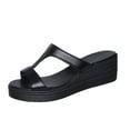 thumbnail image 1 of ShiShine Womens Toe Loop Wedge Slides Open Toe Slip On Sandals Casual Comfort Anti Slip Sandals, 1 of 9