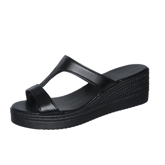 ShiShine Womens Toe Loop Wedge Slides Open Toe Slip On Sandals Casual Comfort Anti Slip Sandals