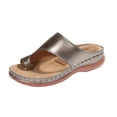 thumbnail image 1 of ShiShine Womens Toe Post Slide Sandals Wedge Footbed Massaging Detail Comfort Casual Summer Outdoor Sandals, 1 of 7