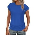 thumbnail image 1 of ShiShine Womens Tops Trendy 2025 Ruched Cap Short Sleeve Tshirts Shirts Crew Neck T Shirts Fashion, 1 of 9