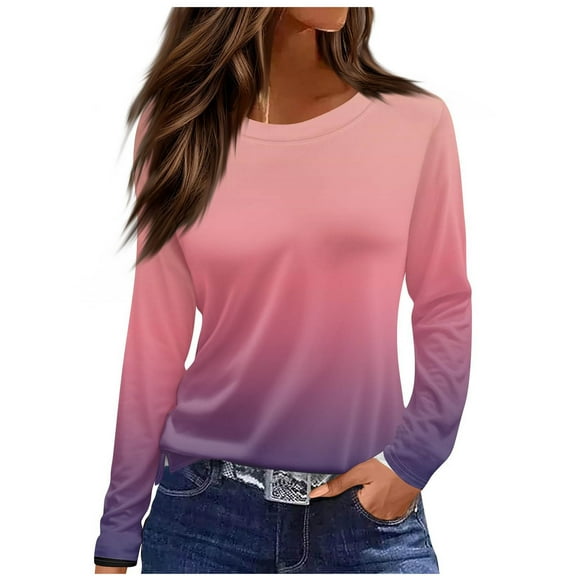 ShiShine Womens Tunic Tops Casual Long Sleeve Round Neck Stretchy Loose Fit Sweatshirt Pullover Shirts