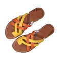 thumbnail image 1 of ShiShine Womens Two Tone Criss Cross Slide Sandals Comfortable Slip On Casual Shoes Cute Dressy Open Toe Sandals, 1 of 9