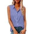 thumbnail image 1 of ShiShine Womens V Neck Sleeveless Shirts Collared Button Down Shirt Solid Color Summer Casual Tops S-5XL, 1 of 7