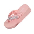 thumbnail image 1 of ShiShine Womens Wedge Platform Flip Flops Rhinestone Butterfly Slip On Padded Insole Soft Sandals, 1 of 6