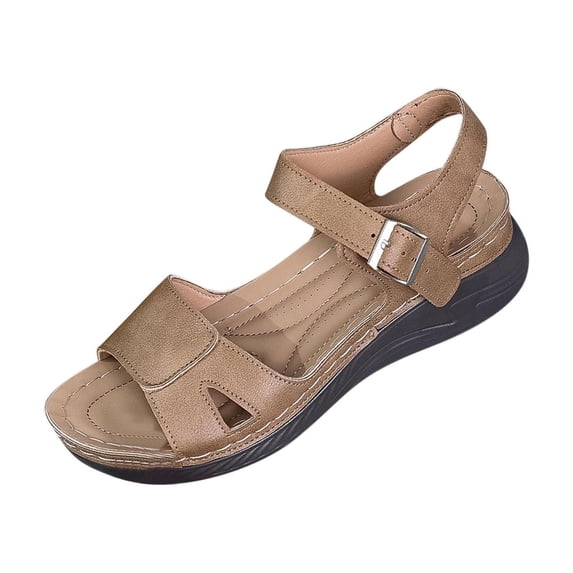 ShiShine Womens Wedge Sandals Open Toe Ankle Strap Buckle Cut Out Comfortable Casual Summer Shoes