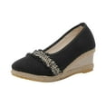 thumbnail image 1 of ShiShine Womens Wedge Sandals Textured Trim Lightweight Supportive Heel Office Travel Shoes, 1 of 7