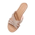 thumbnail image 1 of ShiShine Womens Wedge Slide Sandals Rhinestone Embellished Multi Strap Open Toe Slip On Casual Summer Walking Shoes, 1 of 9