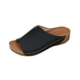 thumbnail image 1 of ShiShine Womens Wide Strap Scalloped Stitch Wedge Slide Sandals Summer Comfort Casual Relaxed Sandals, 1 of 9