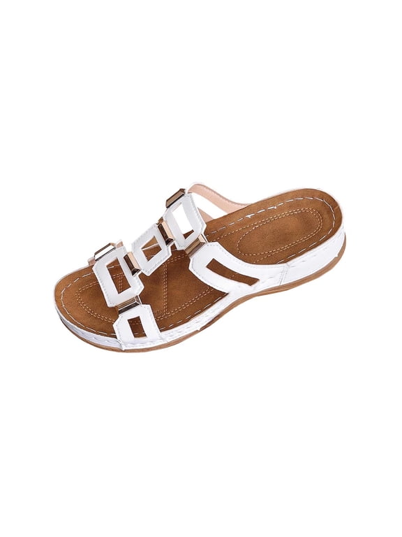 Womens Wide Width Wedge Sandal Comfortable Platform Casual Daily Walking Outdoor Shoes Slides Slip On Dress Wedges Slippers